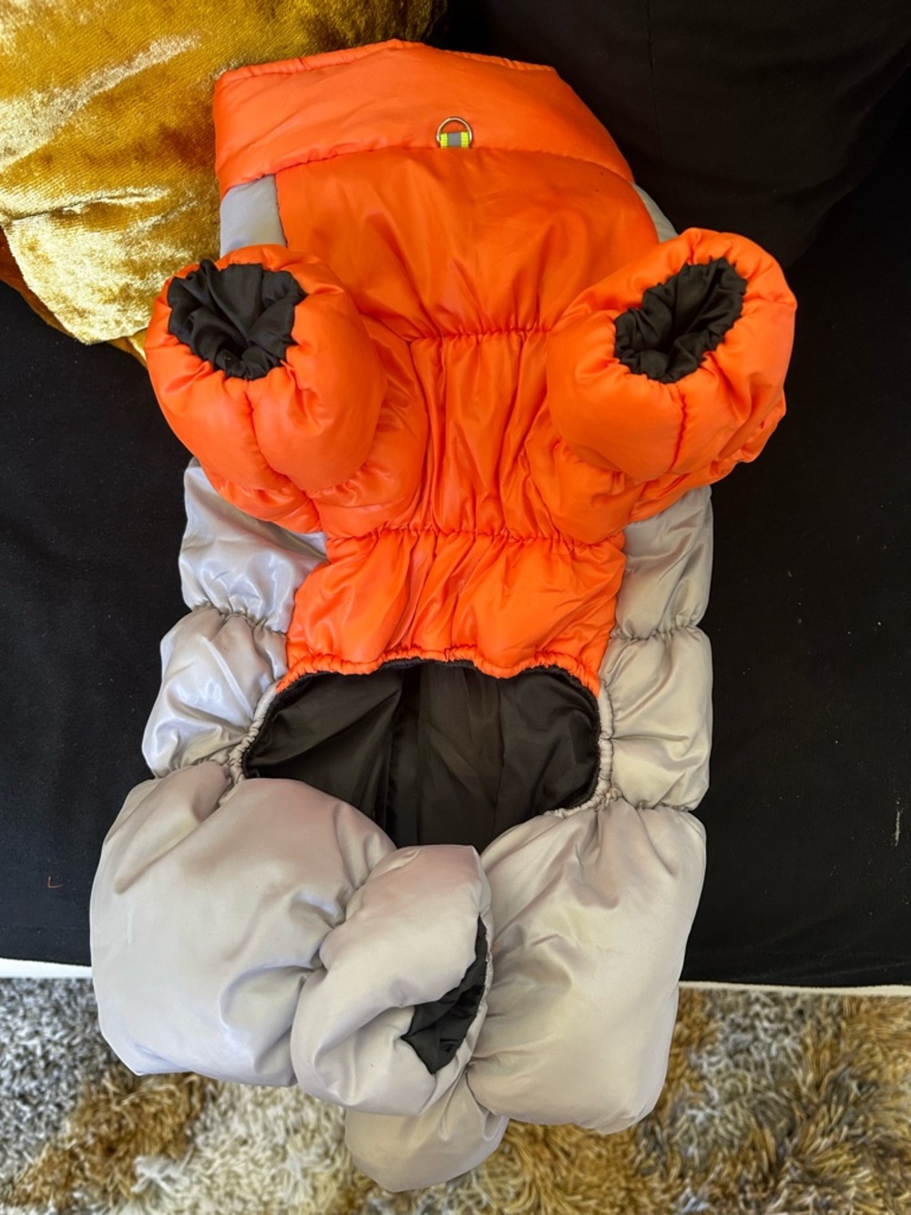 Reflective Orange & Silver Puffer Dog Jacket - Brand: